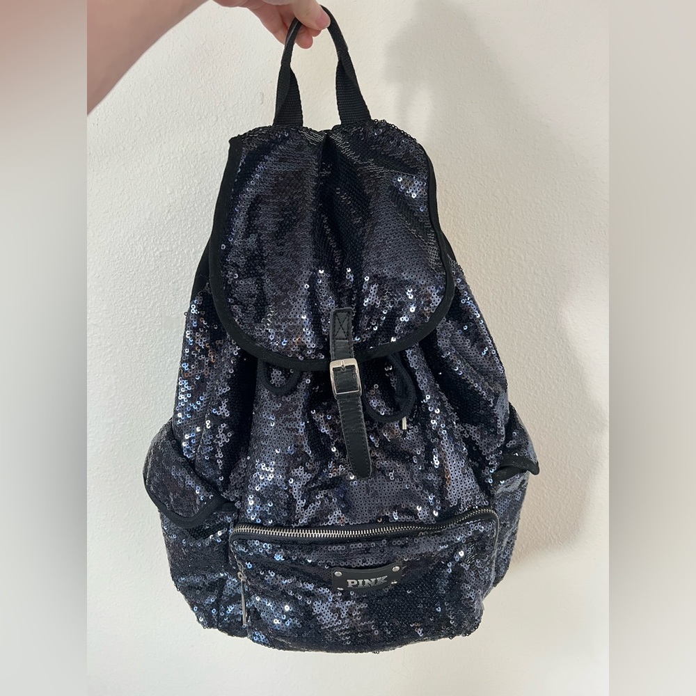 2000s Black Sequin Backpack - PINK by Victoria’s Secret